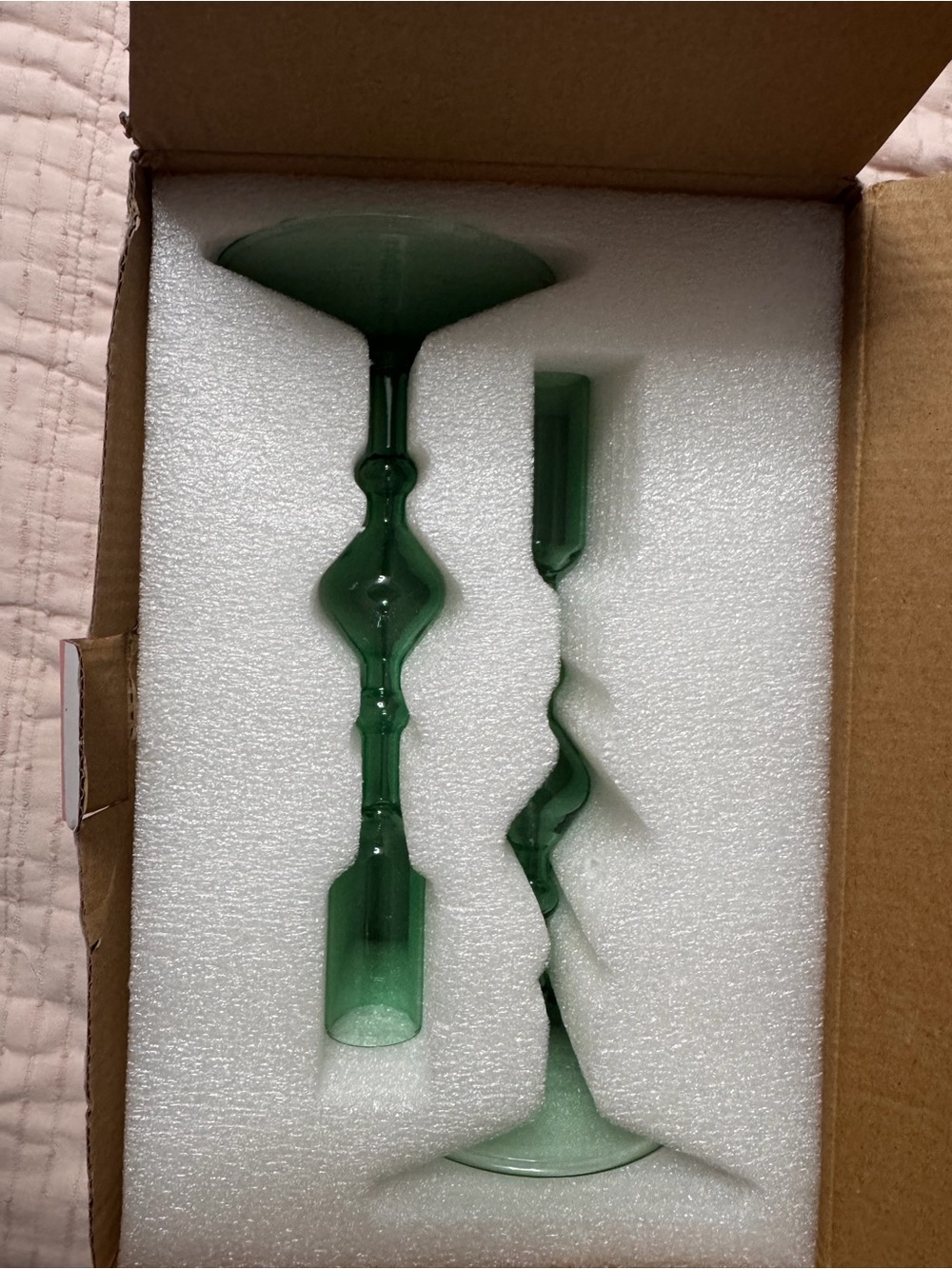 POKETO Glass Candlestick Holder Set of 2 New In Box